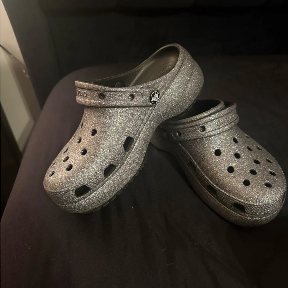 Crocs Glitter Clogs - Silver - Picture 1 of 2